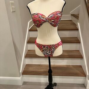 Vibrant Animal Print Swimsuit Coverup and Bikini Set